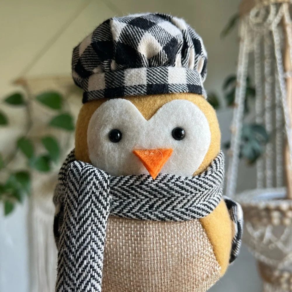 Target Wondershop Winter Owl Figurine Plaid Hat & Scarf, Farmhouse Rustic Decor